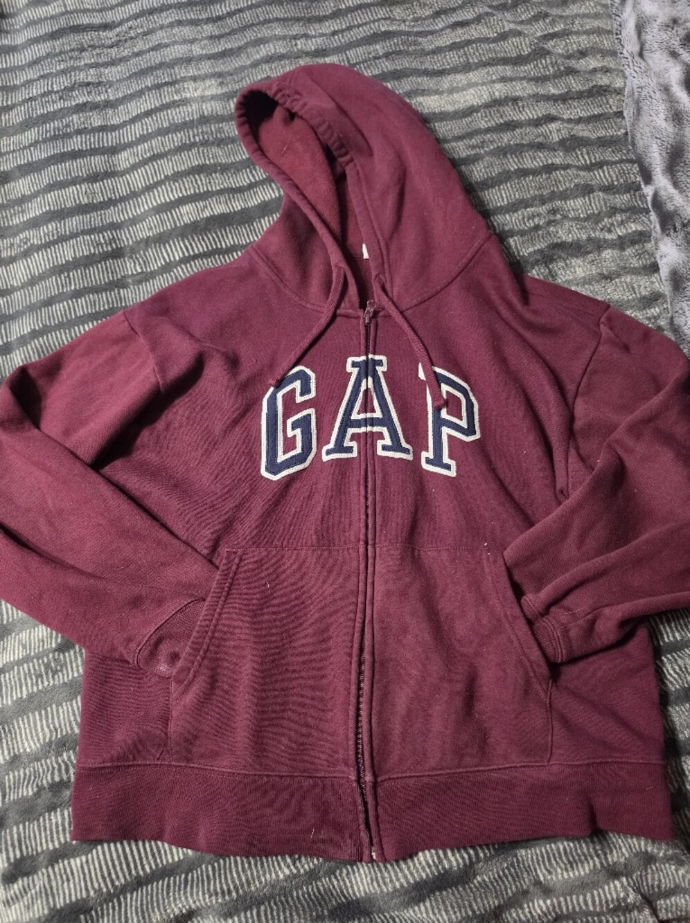 GAP Maroon Full-Zip Hoodie with Logo Letters